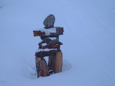 An Inukshuk, used to mark the way