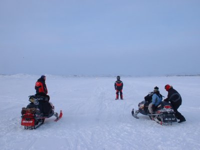 Start of a skidoo race